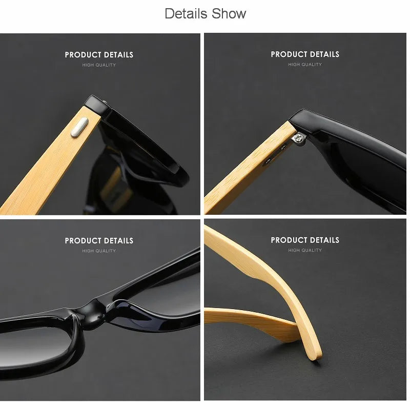 2025 Brand Bamboo Leg Polarized Sunglasses men Classic Square goggle Fashion Retro Female sun glasses Oculos De Sol UV400