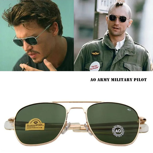 Fashion Classical Aviation Sunglasses Men AO Sun Glasses For Male American Army Military Optical Glass Lens Oculos