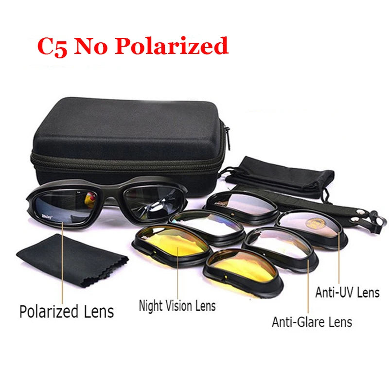 X7 C5 Tactical Sport Polarized Glasses Shooting Airsoft Hunting Safety Glasses Hiking Sunglasses 4 Lens