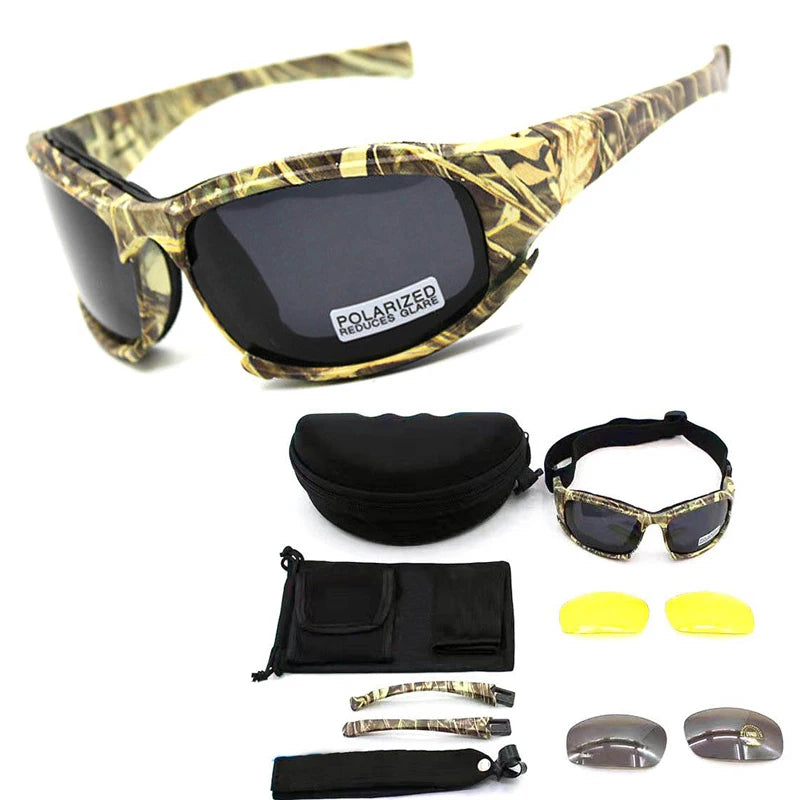 X7 C5 Tactical Sport Polarized Glasses Shooting Airsoft Hunting Safety Glasses Hiking Sunglasses 4 Lens